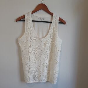 LOFT Women's White Lace Tank Top